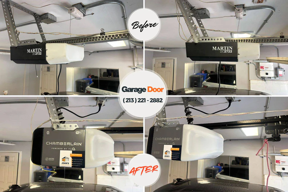 Before and after: garage door repair Shattuck, OK